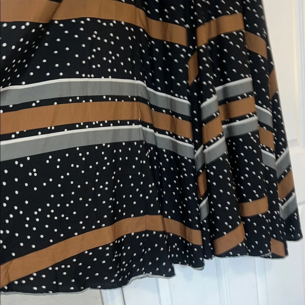 Chic Black and Brown Polka Dot A-Line Skirt